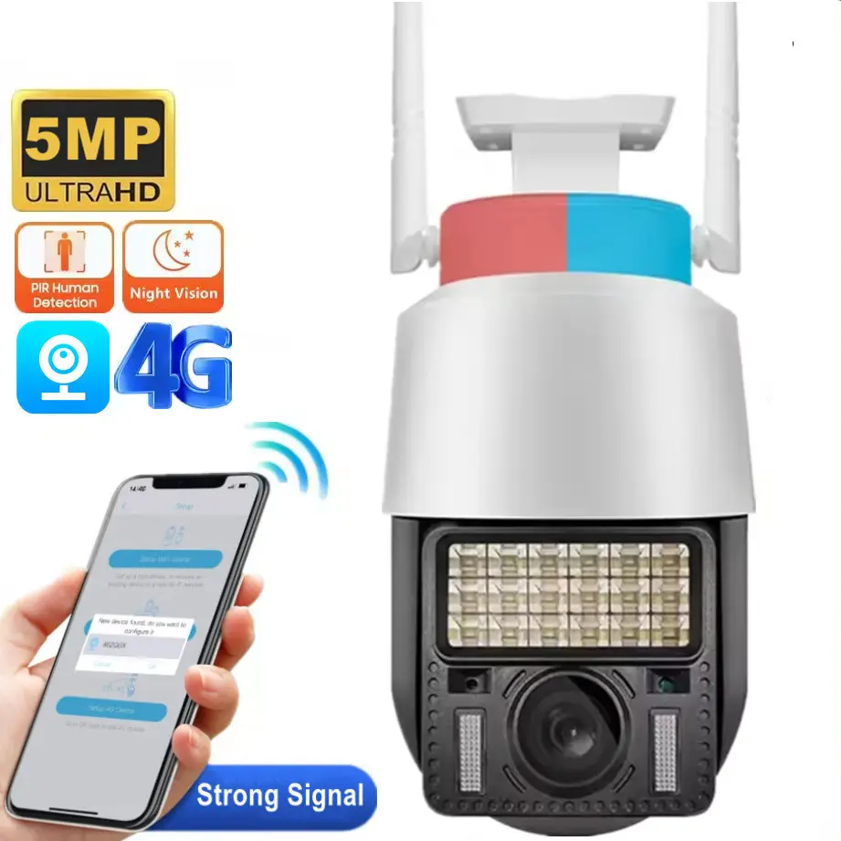 In Stock 4G Ptz Alarm Warning LED Light Camera Cctv Wireless Camera Security Network Camera Wifi V380