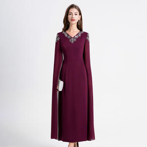 Gaun Ukuran Besar 2024 Musim Gugur Musim Dingin Pesta Koktail Wanita Hiasan Manik-Manik Tangan Panjang Merah Ungu Gaun <span class=keywords><strong>Prom</strong></span> Elegan 6XL 5XL 4XL 3XL - Product Image 5