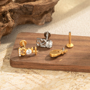 R.Gem. Petits piercings corporels, boucles d'oreilles filetées 16G, titane de qualité implantable G23, <span class=keywords><strong>piercing</strong></span> pour oreilles sensibles - Product Image 3
