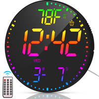 Jam dinding LED warna-warni RGB, arloji kontrol aplikasi Modern Wifi dengan tampilan jam Digital besar sempurna untuk dekorasi ruang tamu