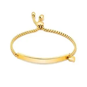 Fashion Discount Engraved Sign DIY Custom Logo Bar Bangle Gold Stainless Steel Blank Chain Link Bracelet For Men