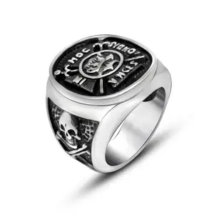 Vintage Schedel Ring Voor Mannen Fashion Punk Rvs Biker Skull Pirate Signet Ring Unieke Hip Hop Rock Sieraden
