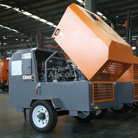 Compresseur d'air portable diesel 185 CFM, refroidi par air, à vis, robuste, haute pression, faible bruit