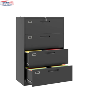 Armoire à classeurs en acier moderne, simple et durable, de type large, avec quatre tiroirs et design à tirage latéral pour l'école et le bureau - Product Image 2