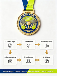 Médailles de tennis sur mesure, récompenses de tournoi, médailles sportives avec logo personnalisé, cordon personnalisé, médaille de récompense en métal de haute qualité - Product Image 6