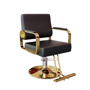 Fauteuil de salon de coiffure haut de gamme, pivotant et relevable, en acier inoxydable, noir, en métal, chaise de barbier - Product Image 1