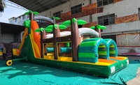 Parcours d'obstacles gonflable géant sur le thème de la jungle tropicale, toboggan combiné, château gonflable en PVC imperméable, jouets éducatifs pour enfants