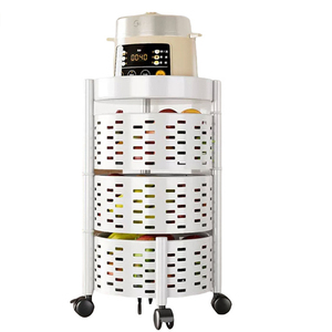 Carro de metal giratorio fácil, estante para verduras, estante de almacenamiento para vajilla, estante de almacenamiento giratorio multicapa - Product Image 1