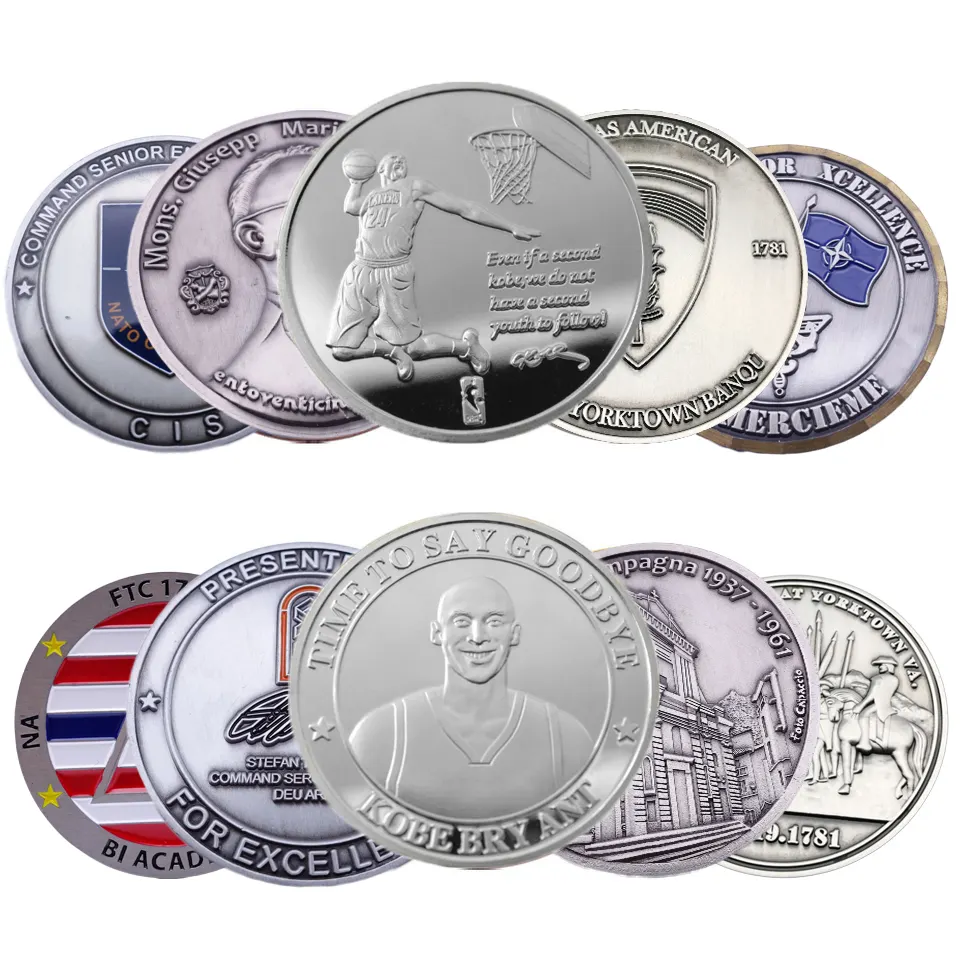 Moneda de plata de ley 999 para jugador de baloncesto, monedas originales antiguas, Challenge, regalo para jugador de baloncesto americano Lakers Star Kobe Bryant