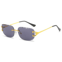 Lunettes de soleil carrées sans monture Kaji, style diamant taillé, pour femmes, tendance européenne et américaine, populaires sur les réseaux sociaux, style streetwear, photographie, à la mode