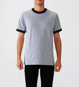 T-shirt pour homme de haute qualité, personnalisé, été, nouveau, couleur contrastée, col rond, coton, sport, manches courtes - Product Image 3