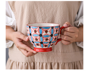 Taza de café de avena de cerámica pintada a mano de estilo mexicano MSH - Product Image 5