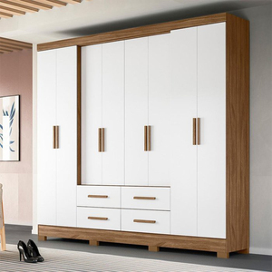 Modern Oak Solid Wood <b>Wardrobe</b> Cabinet Freestanding Storage with Soft Close Drawers Waterproof for Home Bedroom - Product Image 3