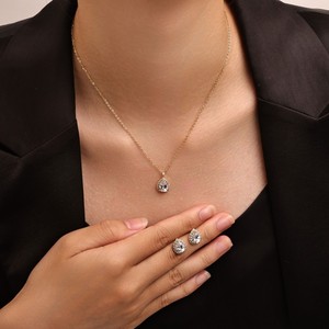 Parure de bijoux en cuivre nacré brillant, forme goutte d'eau, sertissage griffe, pour soirée, mode féminine, bijoux de luxe haut de gamme - Product Image 2