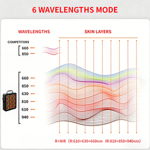 แผงบำบัดผิวหน้าด้วยแสงสีแดงและอินฟราเรดใกล้แบบตั้งโต๊ะ REDSKY 610 630 660 810 850 940nm ชิปคู่ พร้อมปลั๊กแบบ US - Product Image 3