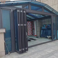 Porte pliante moderne en aluminium DEMEA pour salle de bain, en verre dépoli étanche, écran de confidentialité, gain de place intérieur, porte accordéon pour villa