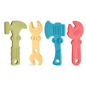 Kunden spezifische Werkzeug form Bpa Free Food Grade Beißring Silikon Mehrfarbiger Beißring Spielzeug Silikon Molar Stick Silikon Baby Beißring