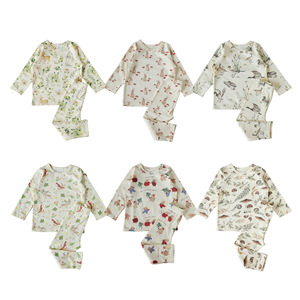 Winter New Born Printed Jersey Knit Fabric 100 Organic Cotton <strong>Pyjamas</strong> for Baby Girl Boy Cotton Baby Pajamas - Product Image 1
