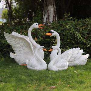 Оптовая продажа, низкая цена, доступная большая скульптура животных в натуральную величину, статуя белого лебедя из стекловолокна для украшения садового парка - Product Image 4