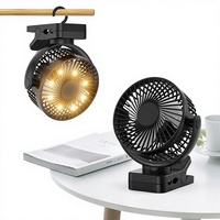 Ventilador Portátil de 6 Pulgadas con Clip, Recargable por USB, Motor sin Escobillas, Luz Nocturna LED, Banco de Energía de 8000mAh, Éxito de Ventas Transfronterizo