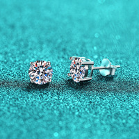 Boucles d'oreilles clous couronne Camikala VVS1 Moissanite, testées positivement au testeur de diamant, en argent sterling 925, sertissage clos, couleur D, certifiées GRA, unisexe, 4g
