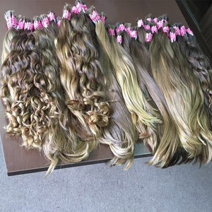 Extensiones de mechones de cabello humano rizado con trenzas de cabello humano Remy ruso eslavo europeo crudo sin procesar rubio miel para pelucas Judías - Product Image 2