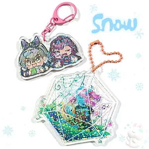 Hot Sale Personalized Custom Printed Acrylic Charms Promotional Snowflake Holographic Acrylic Keychain Supplier