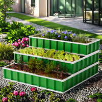 GB118118-H60 Bac de Jardin Surélevé en Métal Durable pour Extérieur, Jardinière Utilitaire pour Fleurs et Légumes