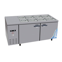 Comptoir de réfrigérateur de cuisine en acier inoxydable 304, réfrigération commerciale, préparation de pizzas, réfrigérateur de comptoir