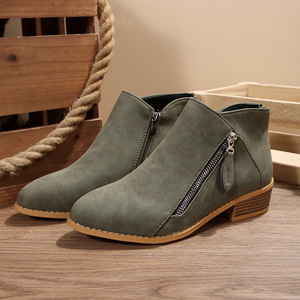 Nouvelles bottines pour femmes automne/hiver, bout pointu, talon moyen, ventilation, fermetures éclair double face, style européen américain - Product Image 3