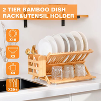 Égouttoir à vaisselle moderne à 3 niveaux, peu encombrant, organisateur d'égouttoir à vaisselle, égouttoir à couverts pliable