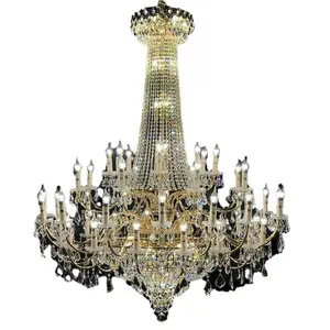 吊灯水晶天花板灯具，金色饰面经典法国帝国风格水晶吊灯火焰灯泡