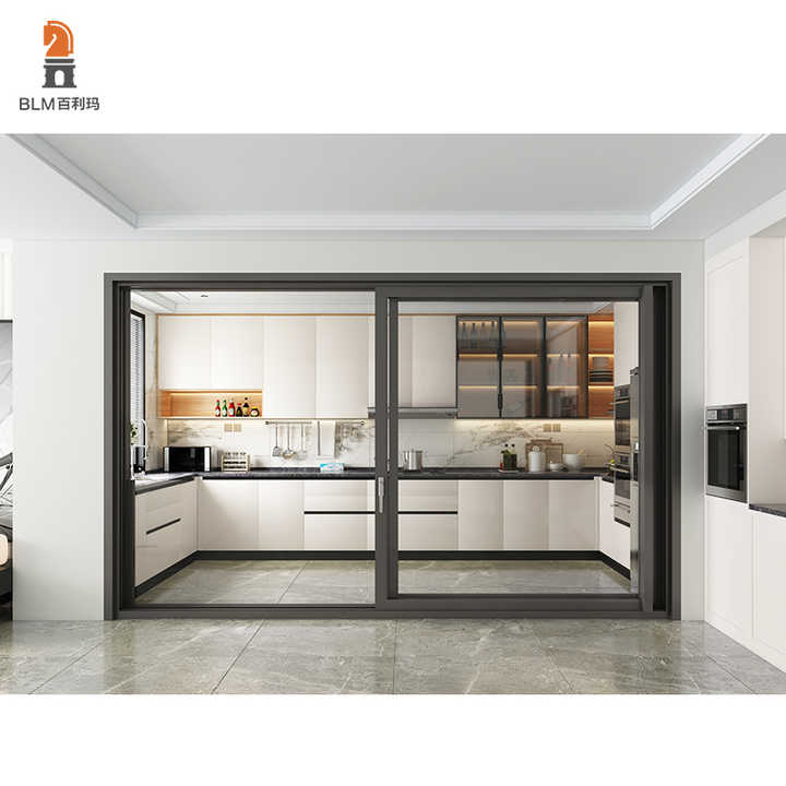 Modern Design Powder Coated Aluminium Frame Customize Kitchen Doors Double Glazed Energy-Saving Sliding Door