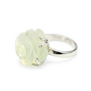 Natural Moonstone <b>Ring</b> in 925 Sterling Silver with Prong Setting Rhodium Plated Classic Style - Product Image 4