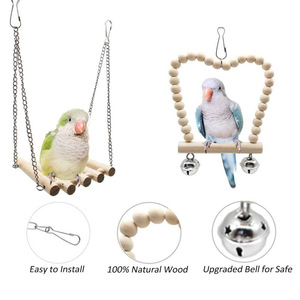 8 pièces/sac Jouets à bascule en bois pour oiseaux et perroquets, jouets naturels à mâcher/déchiqueter et à grignoter pour calopsittes, perruches et perruches du Canada - Product Image 3