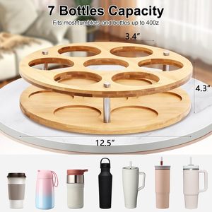 Support de tasses rotatif 30-40 oz, organisateur de gobelets en bois, support pour bouteilles d'eau pour rangement dans les armoires de cuisine - Product Image 2