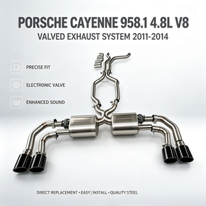 ท่อไอเสียสมรรถนะสูงพร้อมวาล์วควบคุม สำหรับรถปอร์เช่ คาเยนน์ 958.1 4.8L <span class=keywords><strong>V8</strong></span> ปี 2011-2014 ระบบวาล์วทรอนิกส์แบบ Catback - Product Image 1