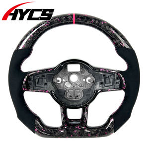 Volant personnalisé en fibre de carbone forgée rose de haute qualité pour Volkswagen VW <span class=keywords><strong>Golf</strong></span> <span class=keywords><strong>7</strong></span> <span class=keywords><strong>R</strong></span> Golf7 Mk7 7R GTI <span class=keywords><strong>TSI</strong></span> DSG Sporty - Product Image 1