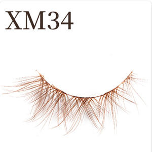 رموش صناعية كاملة من قطعة واحدة للرموش العلوية البنية، رموش مانغا الشيطان الصغير، شعر بشري كثيف وطويل بشريط شفاف - Product Image 6