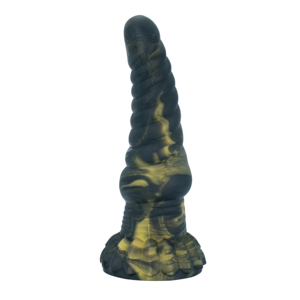 <span class=keywords><strong>Dildo</strong></span> de Silicona Suave con Diseño Trenzado en Negro y Dorado - Product Image 1