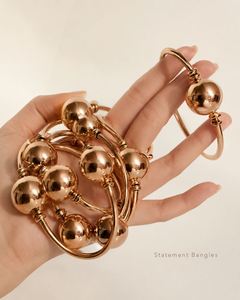 Nouvelle Arrivée Mode Vente en Gros Économique Bracelets Unisexe Élastiques Vintage en Alliage d'Or 18 carats avec Boules Punk et Jonc Massif pour Anniversaire US - Product Image 2