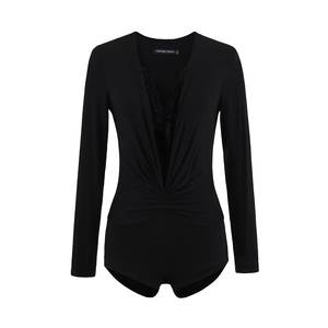 Mono Sexy de Verano con Escote Profundo en V y Manga Larga para Mujer, Diseño Fruncido y Torcido, Ajuste Delgado, Antiarrugas, Poliéster - Product Image 2