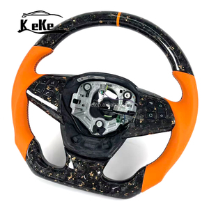 Volante Deportivo Personalizado en Fibra de Carbono Forjada Naranja con Cuero Liso Naranja para <span class=keywords><strong>BMW</strong></span> E60 E61 E62 E63 E64 M5 M6 <span class=keywords><strong>2003</strong></span> - 2010 - Product Image 2