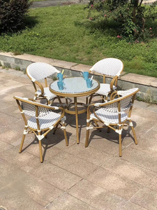 Tre Tìm Bistro Ghế Ăn Ngoài Trời Cafe Garden Sử Dụng Cho Ban Công Phong Cách Pháp Nhôm Stacabe <span class=keywords><strong>Wicker</strong></span> Mây Bộ - Product Image 3