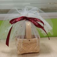 Mini paniers cadeaux en bois avec poignée, lot de 2, avec enveloppe en tulle et ruban rouge, pour les faveurs de mariage, vente en gros