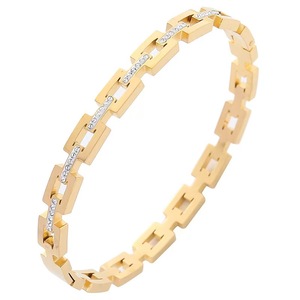 สายนาฬิกาสแตนเลสสตีล304ชุดเพชรกำไลข้อมือก้อนน้ำตาล18K เครื่องประดับสตรีแบบเรียบง่ายขายส่ง - Product Image 2