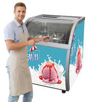 Réfrigérateur de présentation de crème glacée en acier inoxydable, mini, de luxe, à poser sur comptoir, 2 portes, température unique