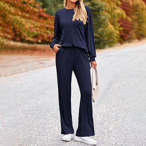 Conjunto Deportivo Estampado de Primavera para Mujer, Conjunto de Dos Piezas de Sudadera Deportiva Informal de Color Sólido a la Moda, Corte Regular - Product Image 4