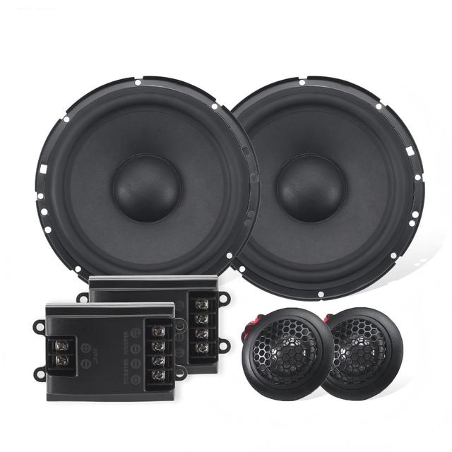 6.5 Inch Car Speaker 2 Way Component System Paper Cone Woofer Silk Dome Tweeter 120W Peak 4 Ohm Universal Fit Entry Level