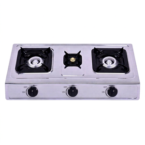 Cuisinière à gaz portable à deux brûleurs en acier inoxydable avec commande par bouton et allumage piézoélectrique, idéale pour l'hôtellerie, classe A, avec fonction de coupure de flamme et facile à nettoyer - Product Image 1